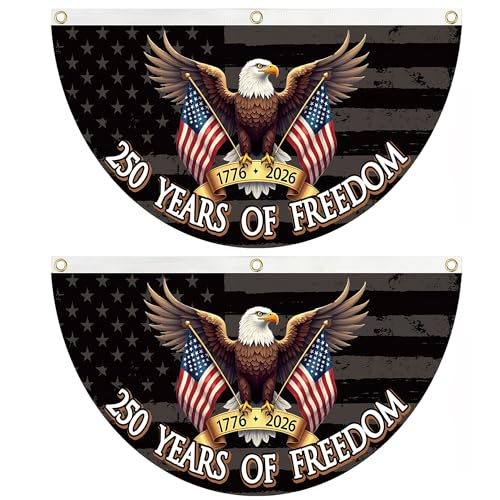 WENWELL 250 year anniversary of Freedom Bunting Flag Patriotic Eagle Design 17762026 Commemorative 2x4 FT with Brass Grommets 2 Pack - Image 1