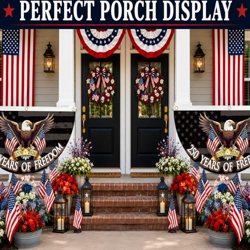 WENWELL 250 year anniversary of Freedom Bunting Flag Patriotic Eagle Design 17762026 Commemorative 2x4 FT with Brass Grommets 2 Pack - Image 3