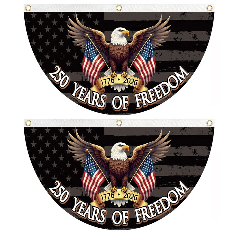 WENWELL 250 year anniversary of Freedom Bunting Flag Patriotic Eagle Design 17762026 Commemorative 2x4 FT with Brass Grommets 2 Pack - Image 2
