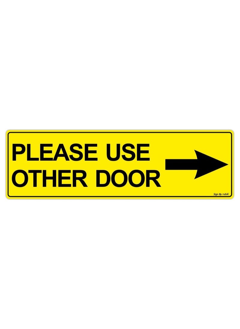 Rubik Please Use Other Door Self Adhesive Sign Sticker 23x7cm, Removable Weather Resistant Reflective Long Lasting Vinyl Decal for Office Stores Schools Indoors and Outdoors (Right Side, Yellow/Black)  - Image 1