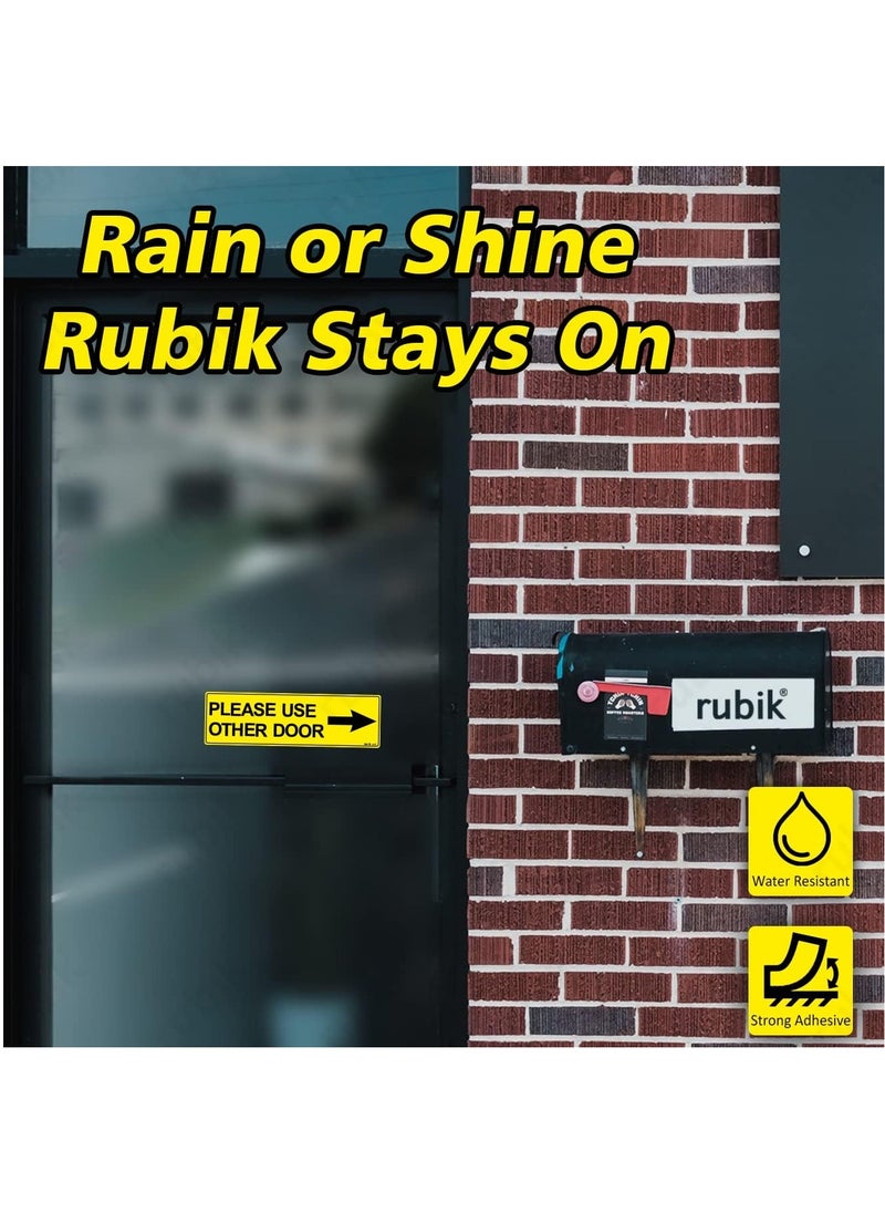 Rubik Please Use Other Door Self Adhesive Sign Sticker 23x7cm, Removable Weather Resistant Reflective Long Lasting Vinyl Decal for Office Stores Schools Indoors and Outdoors (Right Side, Yellow/Black)  - Image 3