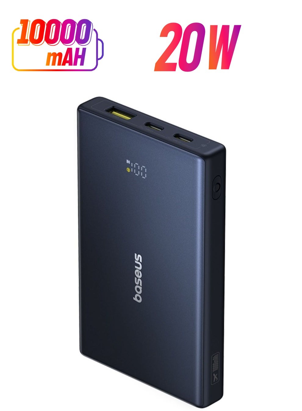 20W USB-C Power Bank, Portable Charger with PD 3.0, QC 4.0 Fast Charging, LED Display, 3 Outputs Compatible with iPhone 15 Pro Max/Plus, Samsung S24, Google Pixel, Air Pods, iPad and More Blue/Black