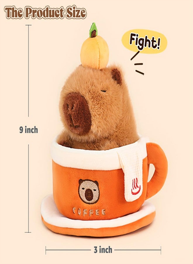 Ditucu Coffee Cup Capybara Plush 9 inch Cute Capibara Stuffed Animal Soft Plushies Toys Gifts for Kids Adults Brown - Image 4