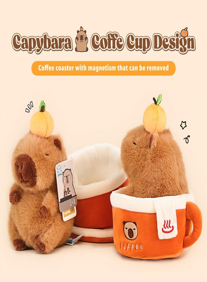 Ditucu Coffee Cup Capybara Plush 9 inch Cute Capibara Stuffed Animal Soft Plushies Toys Gifts for Kids Adults Brown - Image 3