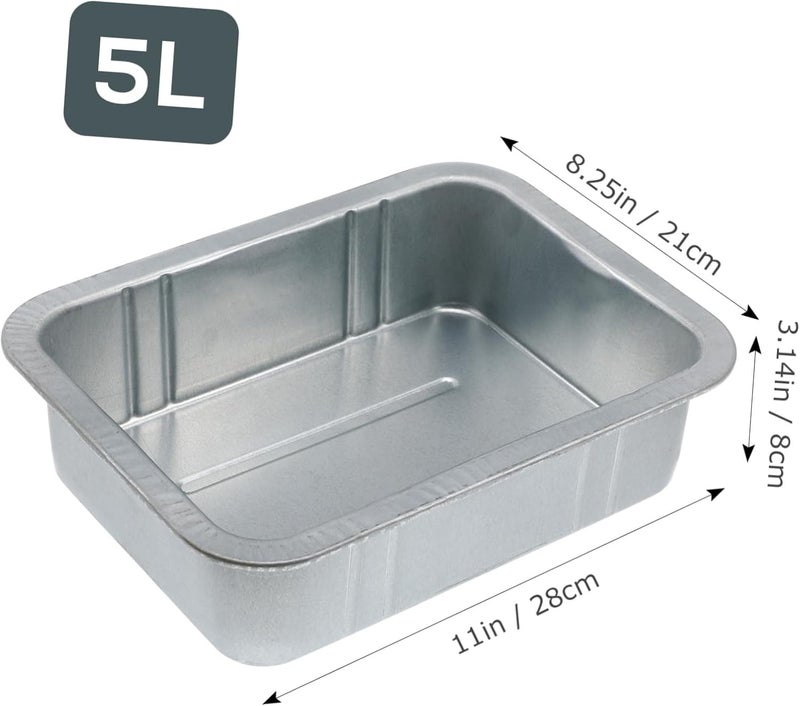 Waste Engine Oil Collector Pan Durable Steel Oil Drain Tray for Automotive Fluids for Car Repair and Maintenance Silver - Image 2