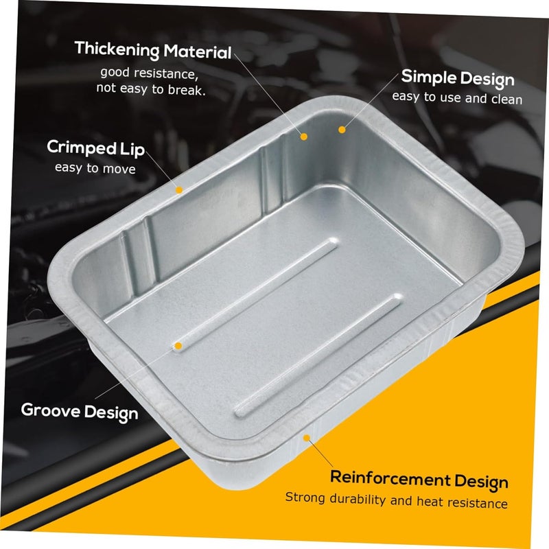 Waste Engine Oil Collector Pan Durable Steel Oil Drain Tray for Automotive Fluids for Car Repair and Maintenance Silver - Image 3
