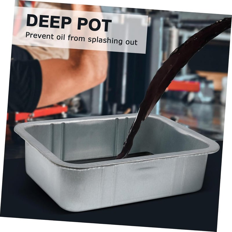 Waste Engine Oil Collector Pan Durable Steel Oil Drain Tray for Automotive Fluids for Car Repair and Maintenance Silver - Image 4