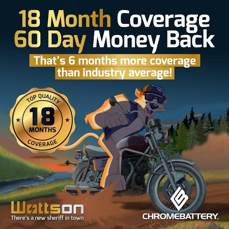 CB CHROMEBATTERY بطارية YTX9B-BS 12 فولت 115 CCA AGM – بطارية خالية من الصيانة بسعة 9 Ah للدراجات الرياضية، ATV، السكوتر، جت سكي – طرف صمولة ومسمار T3 – تناسب ياماها R6، هوندا CBR600F4i، سوزوكي GSX-R600 - Image 5