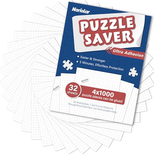 Nariolar Ultra Adhesion Puzzle Glue Sheets 32 Saver Sheets Preserves 41000 Pieces Jigsaw Puzzle Saver for Easy Preservation in Minutes - Image 1