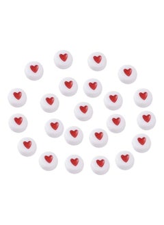 asmat Lovely Acrylic Heart-Shaped Beads Red DIY Bracelet Necklace Accessories (White red)  - Image 1