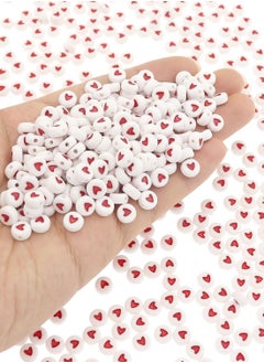 asmat Lovely Acrylic Heart-Shaped Beads Red DIY Bracelet Necklace Accessories (White red)  - Image 3