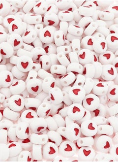 asmat Lovely Acrylic Heart-Shaped Beads Red DIY Bracelet Necklace Accessories (White red)  - Image 4