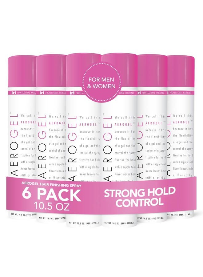TRIDESIGN TRI Design Aerogel Hairspray - Strong Hold Hair Finishing Spray for Volumizing & Control, Flexible Styling for All Hair Types, Non-Sticky and Scented - For Women and Men - Pack of 6 (10.5 Oz)  - Image 1