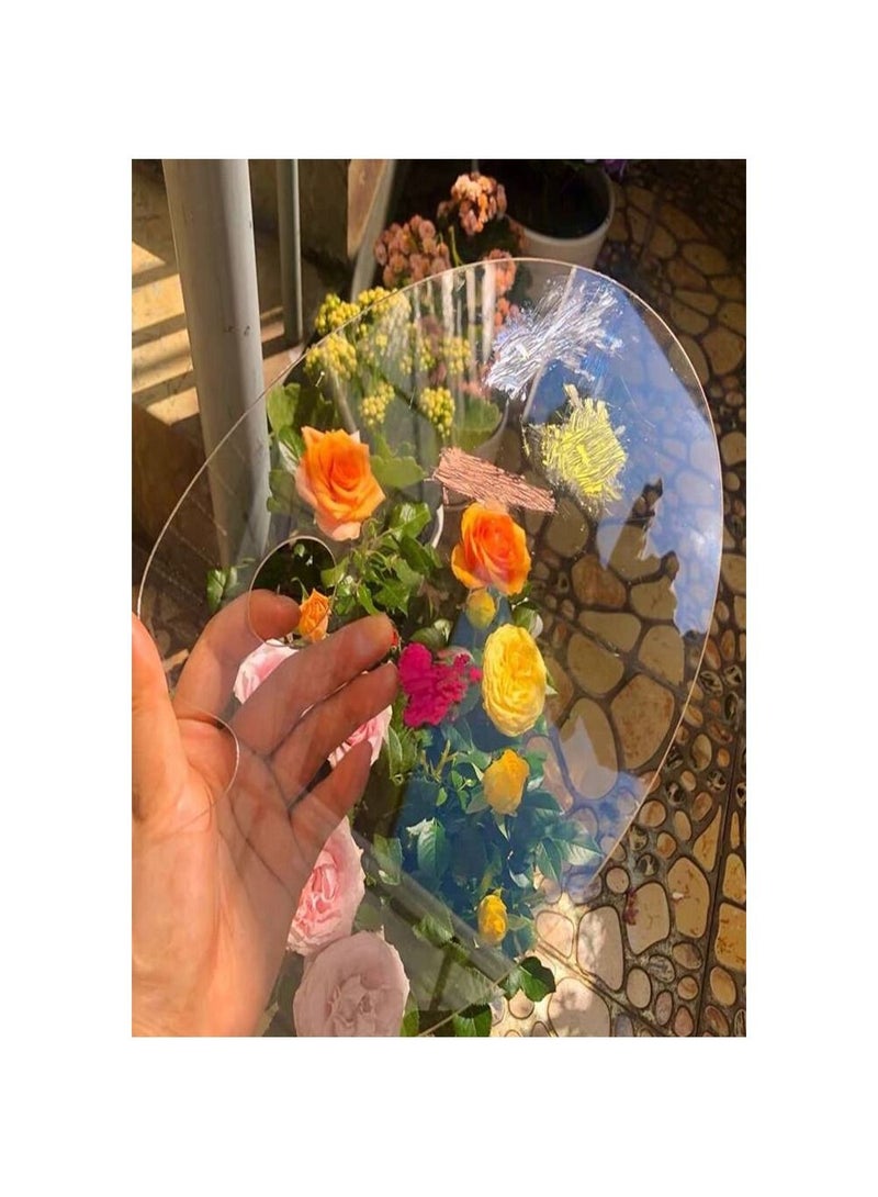 سمارت لوحة فنية بلاستيكية متوسطة للطلاء مستلزمات فنية للطلاء بيضاوية الشكل غير لاصقة سهلة التنظيف لوح طلاء لخلط زيت الأكريليك - Image 3