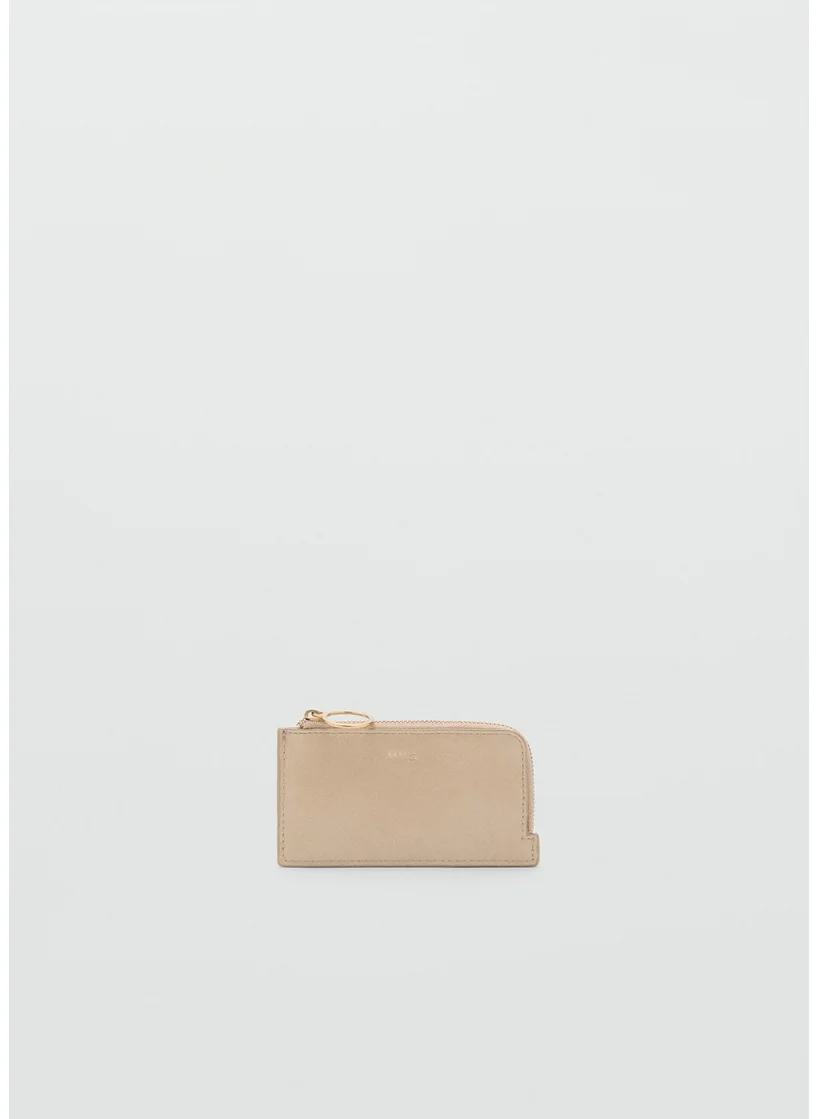 مانجو Hammered Leather-Effect Card Holder With Zip