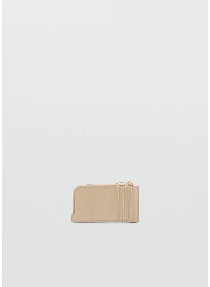 مانجو Hammered Leather-Effect Card Holder With Zip