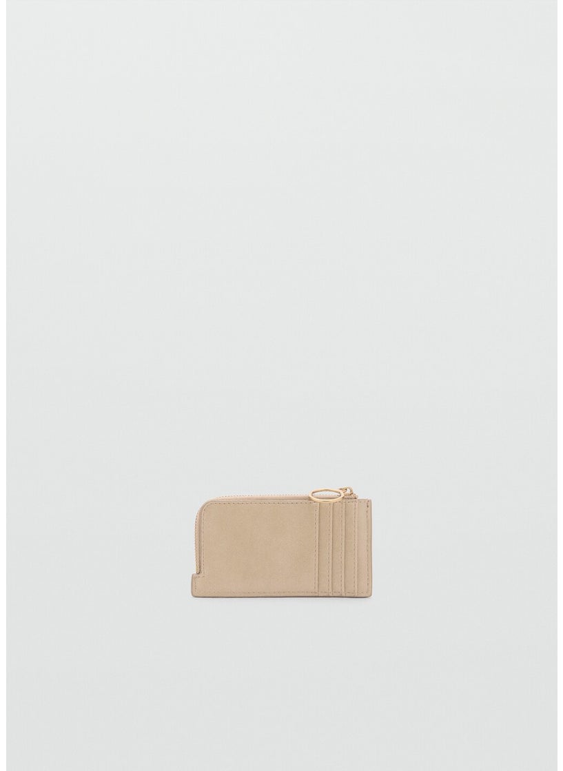MANGO Hammered Leather-Effect Card Holder With Zip  - Image 1