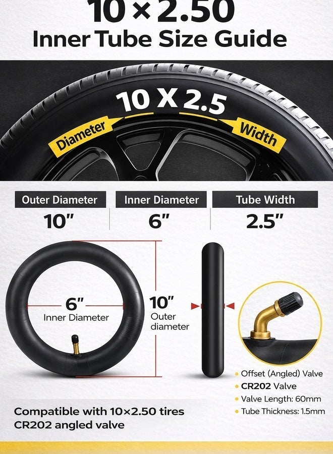 Neyecam 10x2.5/2.75 Electric Scooter Inner Tube (2 Pack), Thickened Butyl Rubber Replacement Tube with 45° Angled Valve Stem for 10 Inch E-Scooter Tires - Image 3