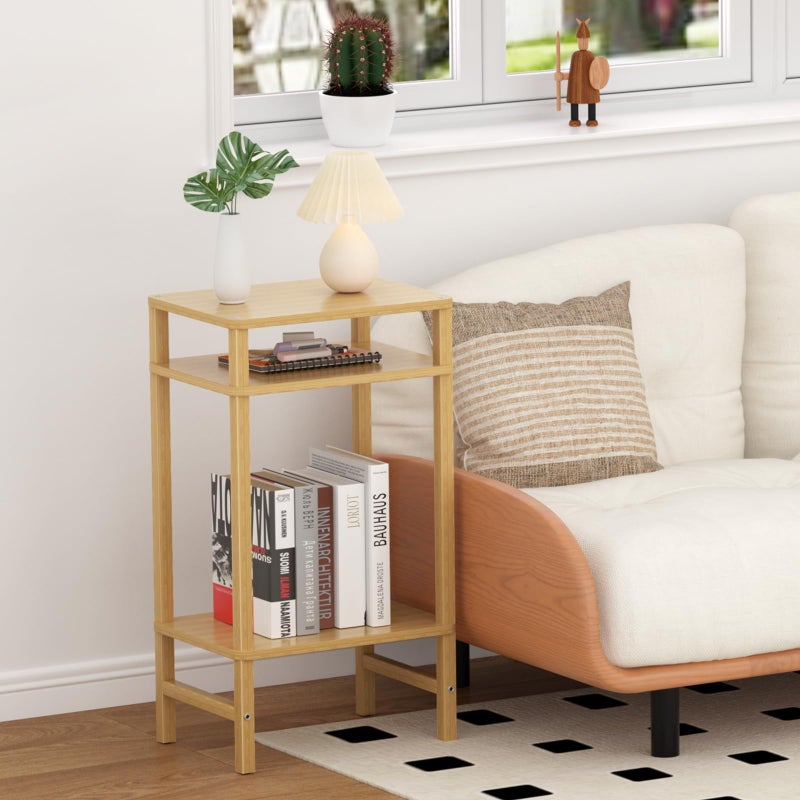 YUFAM Side Table End Table Tall Night Stand 3-Tier for Living Room Bedroom Bathroom Office Furniture Natural - Image 5