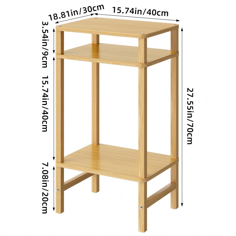 YUFAM Side Table End Table Tall Night Stand 3-Tier for Living Room Bedroom Bathroom Office Furniture Natural - Image 3