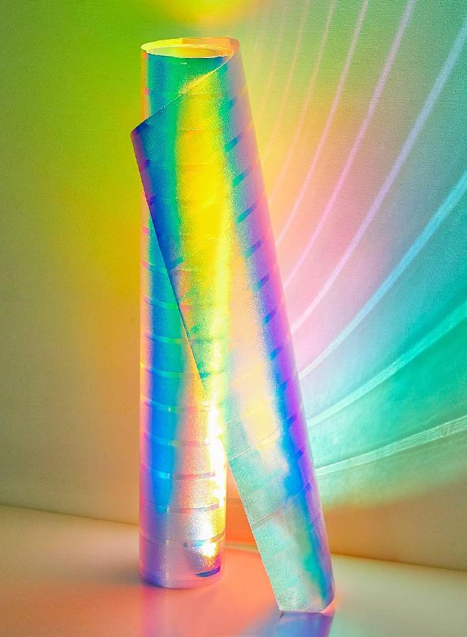 Coavas Coavas Window Privacy Film Blinds Stained Glass Window Film Frosted Glass Film Heat Blocker Static Clings Non-Adhesive Decorative Stickers Home Office Bathroom Door Covering(78.7 x 17.5 Inch, Rainbow) - Image 2
