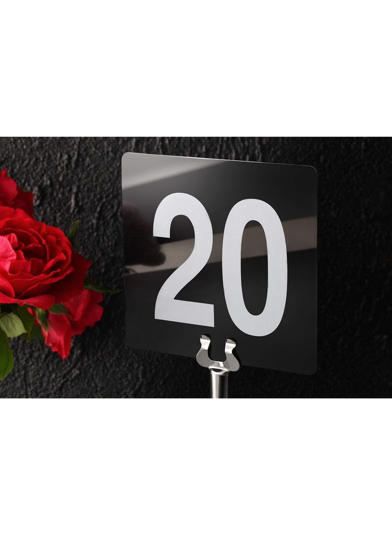 New Star Foodservice 23084 1-100 Double Side Plastic Table Numbers, 4" x 4" Inch, Light Grey on Black - Image 3