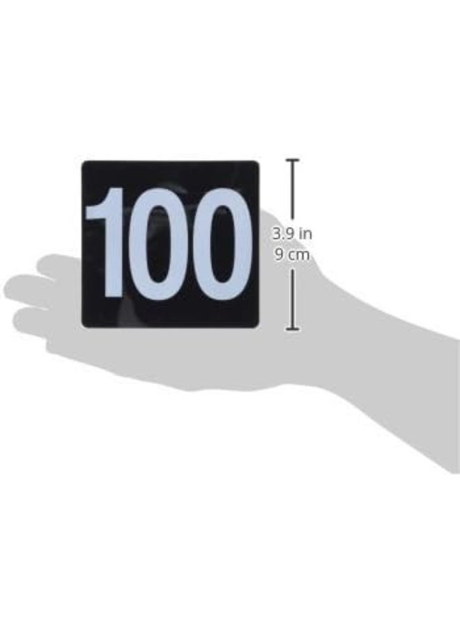 New Star Foodservice 23084 1-100 Double Side Plastic Table Numbers, 4" x 4" Inch, Light Grey on Black - Image 2