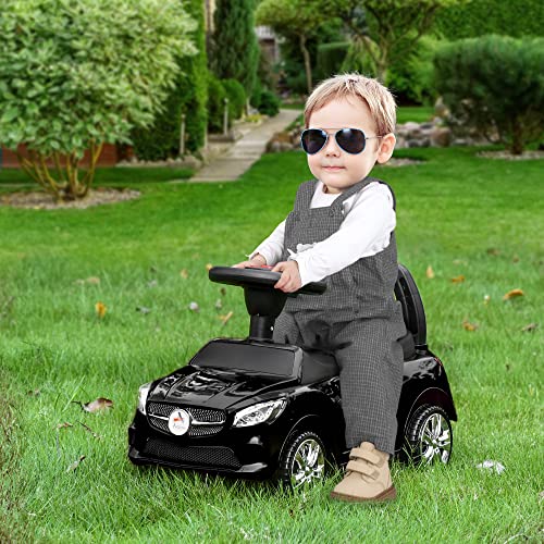 Aosom Kids Ride On Push Car FoottoFloor Walking Sliding Toy Car for Toddler with Working Horn Music Headlights and Storage Black - Image 5