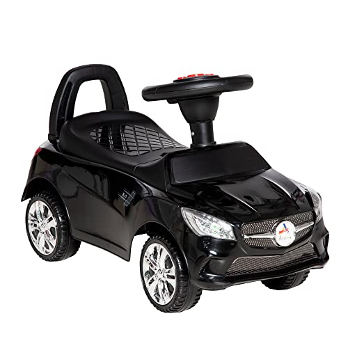 Aosom Kids Ride On Push Car FoottoFloor Walking Sliding Toy Car for Toddler with Working Horn Music Headlights and Storage Black - Image 1