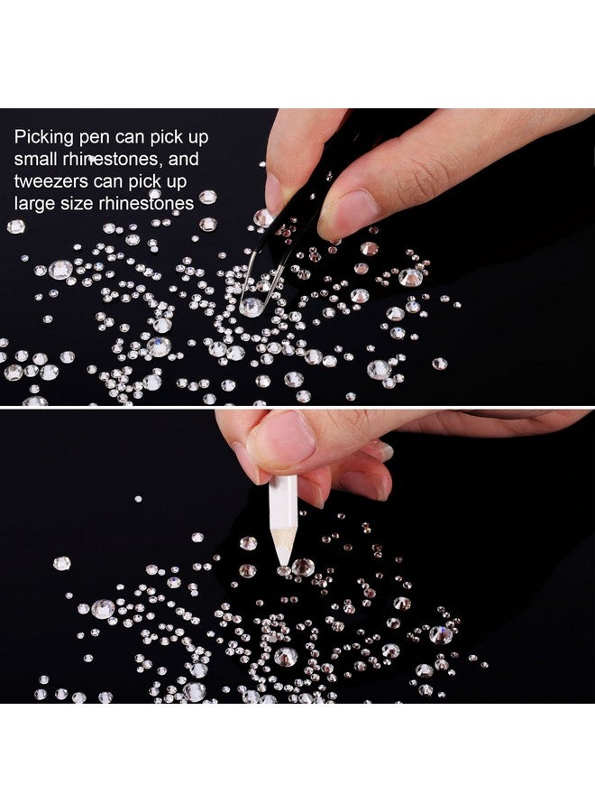 تيكيونايت 2000 قطعة من أحجار الراين ذات الظهر المسطح 6 مقاسات (1.5 6 مم) أحجار الراين الكريستالية المستديرة مع ملقط وقلم قطف من أحجار الراين للحرف اليدوية وملابس الأظافر وحقائب الأحذية والأعمال الفنية اليدوية (شفاف) - Image 3