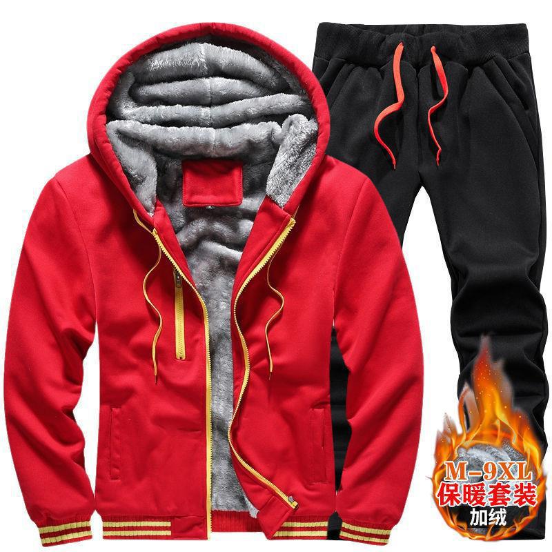 Men'S Casual Fleece-Lined Thick Hooded Suit Men'S Fashion Warm Sweater Coat Men'S Fashion - Image 5