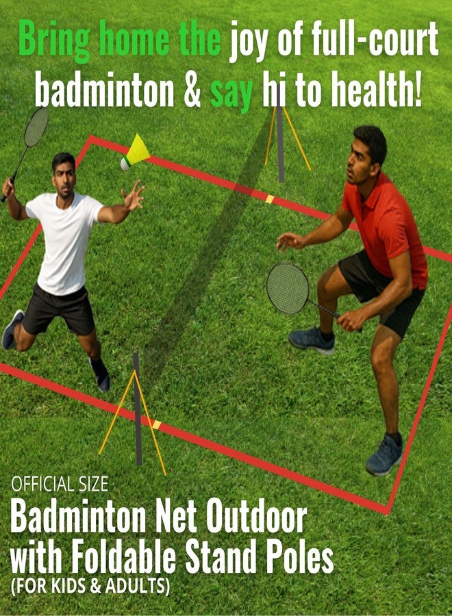 FunBadmenton 6.1M Portable Badminton Net Outdoor with Stand, Badminton Net with Foldable Stand Poles for Practice, Easy Setup for Outdoor Court, Garden, Beach, Backyard - Image 2