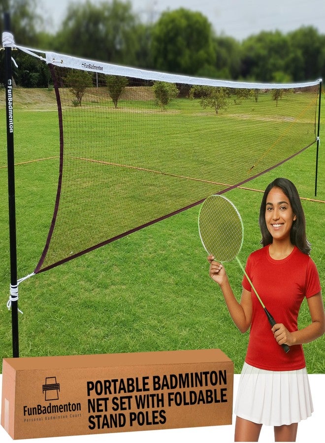 FunBadmenton 6.1M Portable Badminton Net Outdoor with Stand, Badminton Net with Foldable Stand Poles for Practice, Easy Setup for Outdoor Court, Garden, Beach, Backyard - Image 1