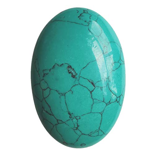 Loveliome Synthesis Green Howlite Turquoise Oval Polished Worry Stones Healing Crystal Indoor Fountain Stones Massage Energy Anxiety Relief Items