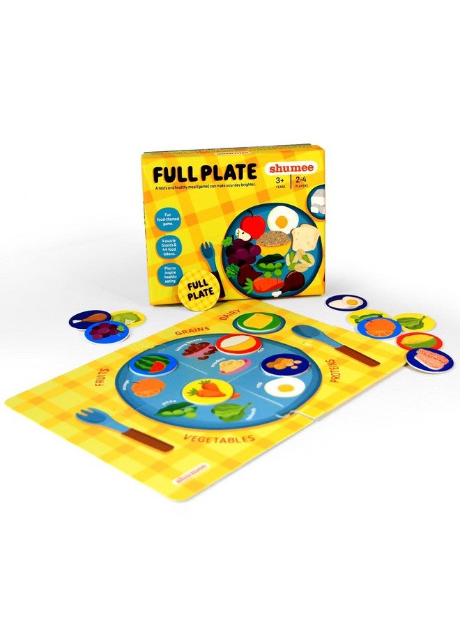 Shumee Full Plate - Toddler Learning Game with Double-Sided Boards (3 Years+) | 44 Food Tokens, 4 Double Sided Four-Piece Puzzle | Multicolor | Eco Friendly | Child Safe - Image 1
