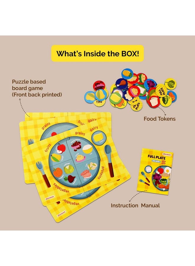 Shumee Full Plate - Toddler Learning Game with Double-Sided Boards (3 Years+) | 44 Food Tokens, 4 Double Sided Four-Piece Puzzle | Multicolor | Eco Friendly | Child Safe - Image 5