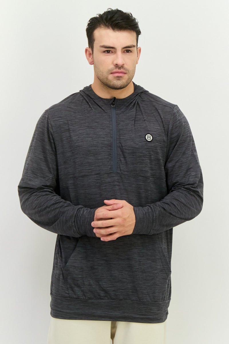 Avalanche Men Hooded Brand Logo Long Sleeves Sweatshirt, Dark Grey - Image 1