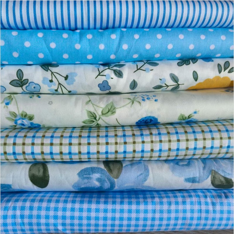 Antetek 7Pcs 9.8" x 9.8"(25 * 25CM) Cotton Fabric DIY Making Supplies Quilting Patchwork Fabric Fat Quarter Bundles DIY for Quilting Cotton Patchwork Cushions (7pcs Big Flowers, 9.8" x 9.8") - Image 1