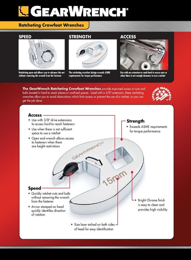 GEARWRENCH 10 Pc. Ratcheting Crowfoot Wrench Set, Metric - 89119 - Image 3