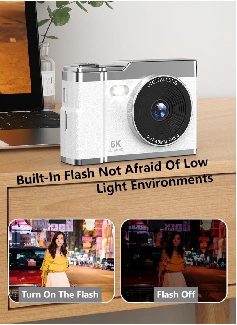 Generic - 6K Digital Camera Video Camcorder 64MP 2.5Inch IPS Screen Auto Focus 8X Zoom Anti-shake Face Detact Smile Capture Built-in Flash with 128G Memory Card ﻿ - Image 1