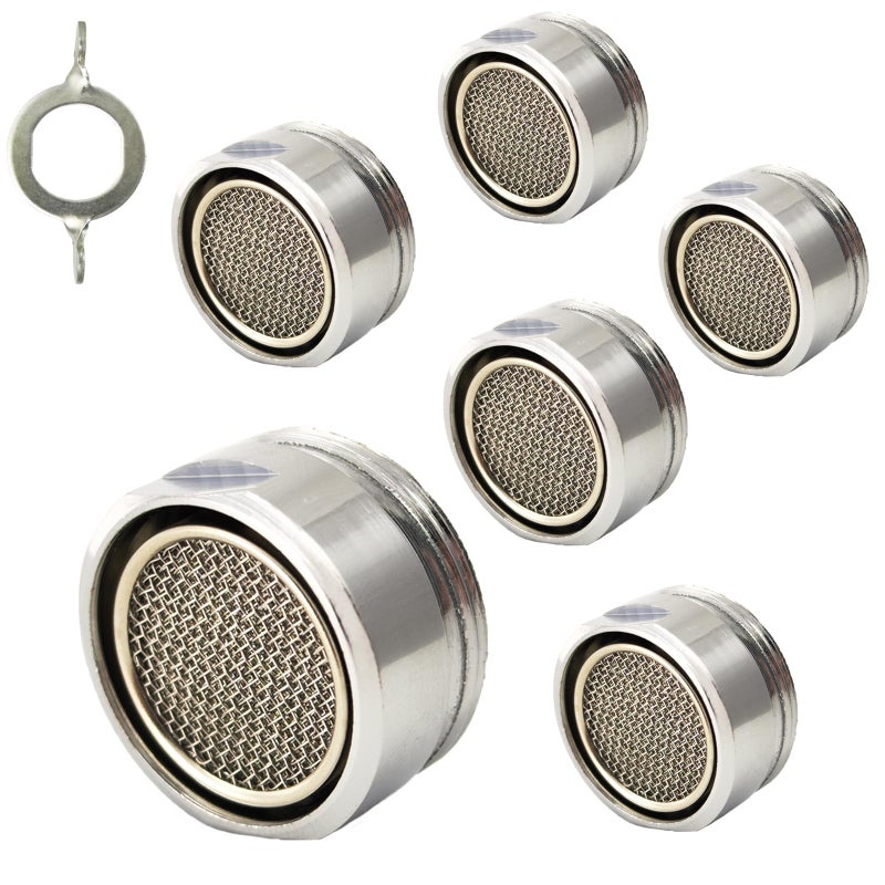TSBSHum Bathroom Sink Aerator22 GPM Faucet Aerator Made of Solid Brass and Stainless Steel1516 Inch Male Thread Faucet Replacement with GasketFor Kitchen and Bathroom6PCSSilvery