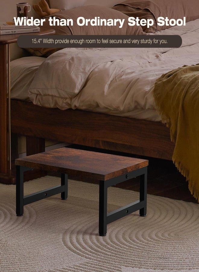 Flottian 6" Wooden Step Stools for Adults Kids,15.4" Extra Wide Heavy Duty Step Stool Holds Up to 300 lbs,Bed Step Stool for High Beds,Stools for Bedroom,Kitchen,SUV ect,Easy Assemble,Rustic Brown - Image 4