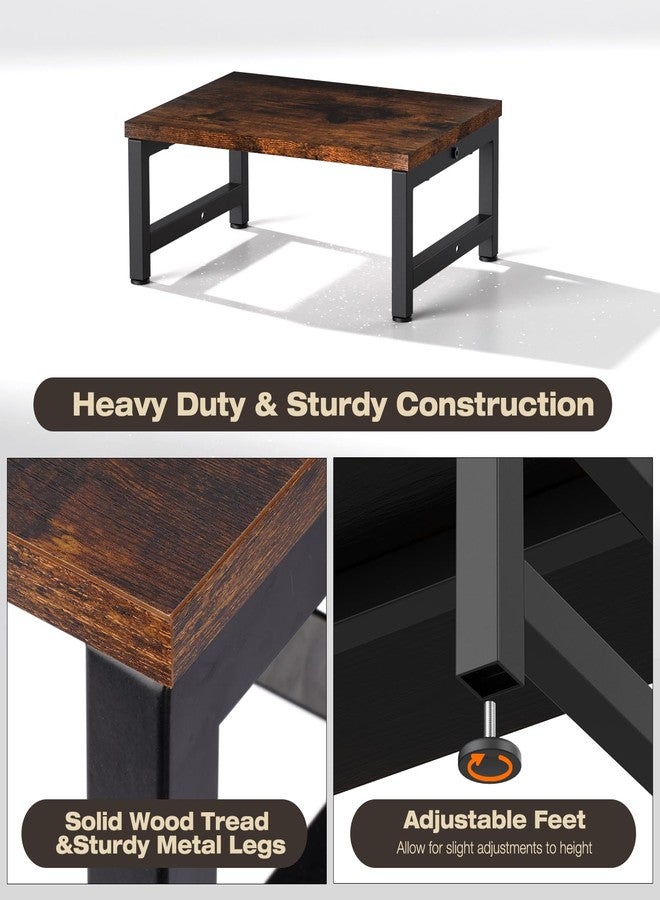 Flottian 6" Wooden Step Stools for Adults Kids,15.4" Extra Wide Heavy Duty Step Stool Holds Up to 300 lbs,Bed Step Stool for High Beds,Stools for Bedroom,Kitchen,SUV ect,Easy Assemble,Rustic Brown - Image 3