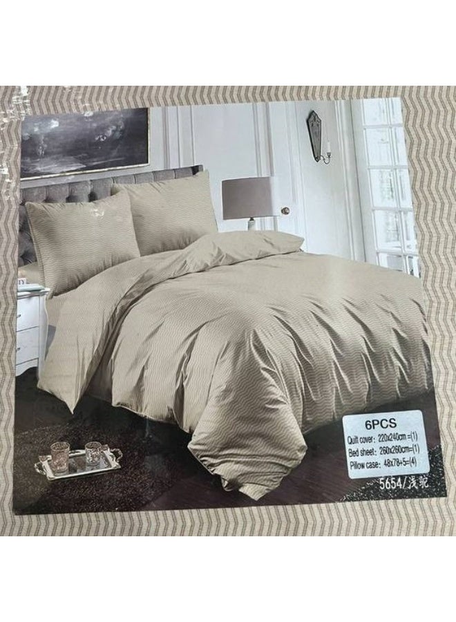Luxury King 6-Piece Bedding Set –  simple Design, 220x240cm Duvet Cover with Fitted Sheet & 4 Pillowcases