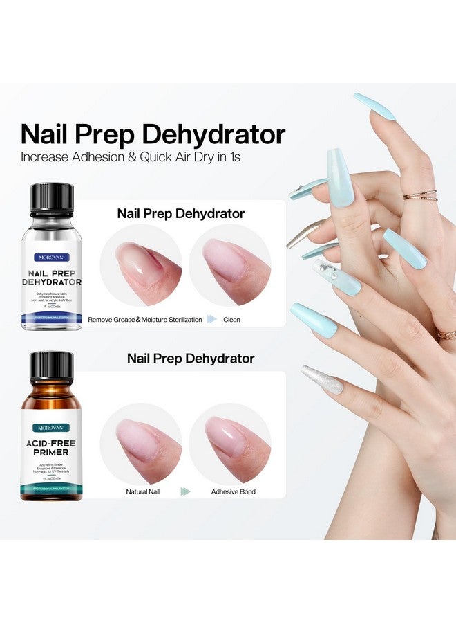 morovan Nail Primer And Natural Nail Prep Dehydrate Set Nail Dehydrator And Primer Fast Air Dry For Gel Polish & Acrylic Powder Gel Nail Primer And Dehydrator 30Ml 1Oz - Image 2