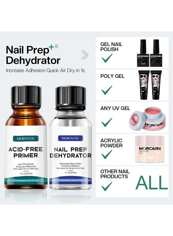 morovan Nail Primer And Natural Nail Prep Dehydrate Set Nail Dehydrator And Primer Fast Air Dry For Gel Polish & Acrylic Powder Gel Nail Primer And Dehydrator 30Ml 1Oz - Image 3
