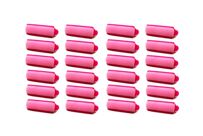 THE UM24 Set of 24 Small Size Pink Foam Sponge Hair Rollers - Image 1