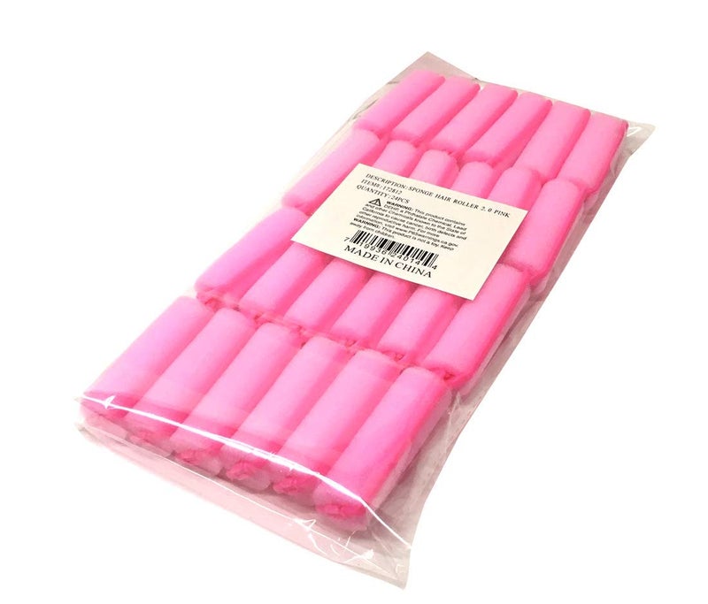 THE UM24 Set of 24 Small Size Pink Foam Sponge Hair Rollers - Image 3