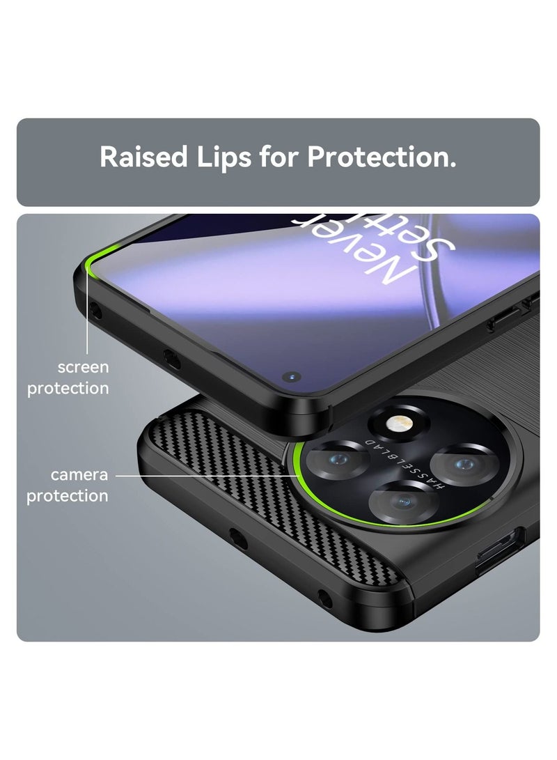 CATANES OnePlus 11 Case Slim Soft TPU Brushed Carbon Fiber Anti-Fingerprint Shockproof Cover Black - Image 4