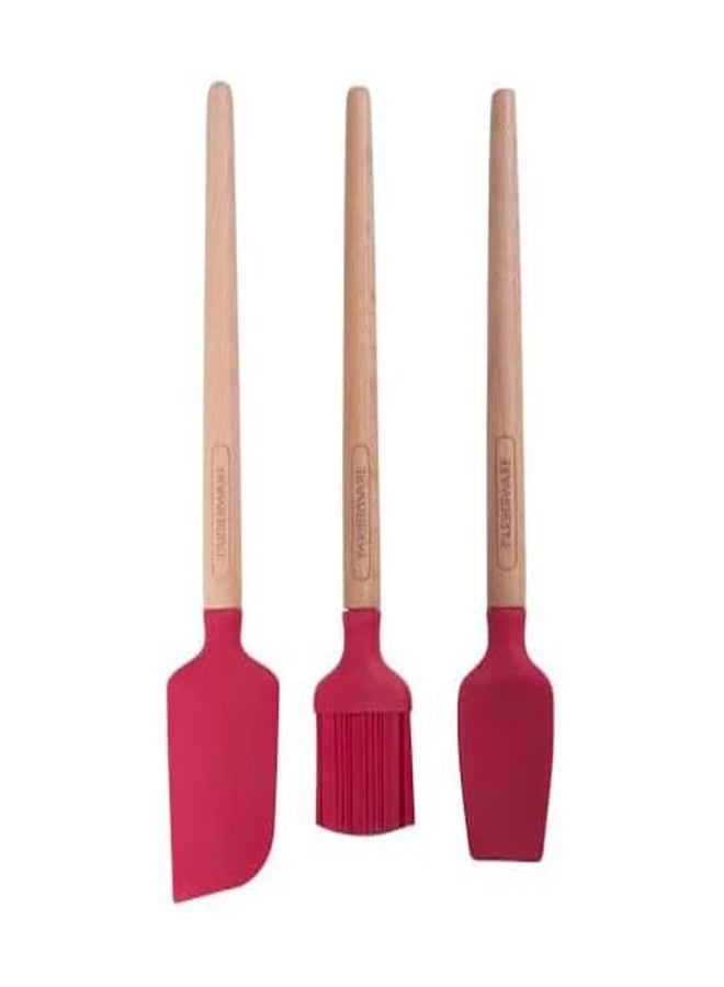 Farberware Mini Wood Baking Set, Includes a Mini Basting Brush, Spatula, and Spoon Spatula, Perfect for Both Sweet and Savory Dishes, Set of 3 - Image 1